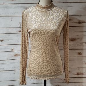 Hem & Thread Shear Leopard Print Turtleneck